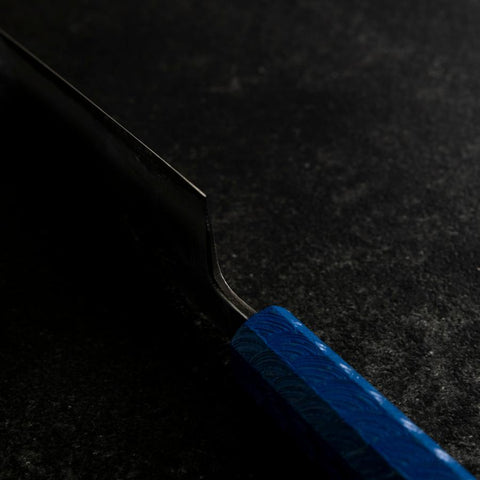 Santoku White Steel #2 Polished Blue Urushi Handle 165mm (6.5”)-[Musashi]-[Japanese-Kitchen-Knives]