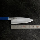 Santoku White Steel #2 Polished Blue Urushi Handle 165mm (6.5”)-[Musashi]-[Japanese-Kitchen-Knives]