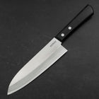 Santoku White Steel #2 Stainless Clad Polished Western Black Handle 170mm (6.7”)-[Musashi]-[Japanese-Kitchen-Knives]