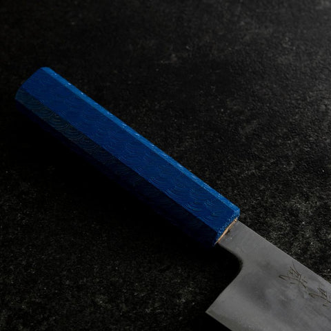 Santoku White Steel Blue Urushi Handle 165mm (6.5”)-[Musashi]-[Japanese-Kitchen-Knives]