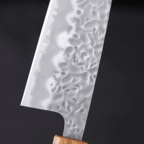 Santoku White Steel #1 Tsuchime Yaki Urushi Handle 165mm-[Musashi]-[Japanese-Kitchen-Knives]