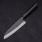 Santoku White Steel #2 Kurouchi Chokin Samurai Full Moon Buffalo Ebony Handle 170mm-[Musashi]-[Japanese-Kitchen-Knives]