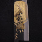 Santoku White Steel #2 Kurouchi Chokin Samurai Full Moon Buffalo Ebony Handle 170mm-[Musashi]-[Japanese-Kitchen-Knives]