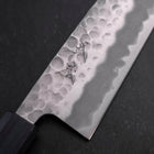 Santoku White Steel #2 Tsuchime Dark Blue Urushi Handle 165mm-[Musashi]-[Japanese-Kitchen-Knives]