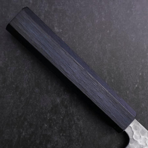 Santoku White Steel #2 Tsuchime Dark Blue Urushi Handle 165mm-[Musashi]-[Japanese-Kitchen-Knives]