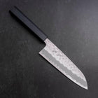 Santoku White Steel #2 Tsuchime Dark Blue Urushi Handle 165mm-[Musashi]-[Japanese-Kitchen-Knives]