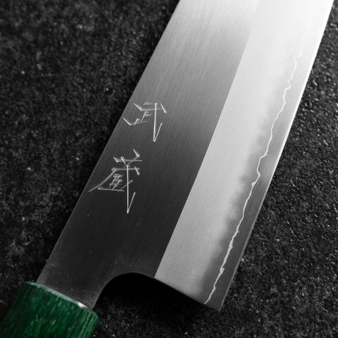 Santoku ZDP-189 Polished Green Shitan Handle 165mm (6.5”)-[Musashi]-[Japanese-Kitchen-Knives]