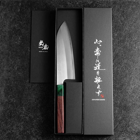 Santoku ZDP-189 Polished Green Shitan Handle 165mm (6.5”)-[Musashi]-[Japanese-Kitchen-Knives]