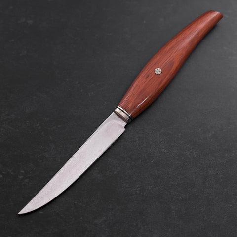Steak knife VG-10 Damascus Andes Teak Handle 115mm (4.5”)-[Musashi]-[Japanese-Kitchen-Knives]