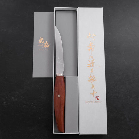 Steak knife VG-10 Damascus Andes Teak Handle 115mm (4.5”)-[Musashi]-[Japanese-Kitchen-Knives]