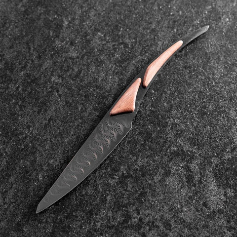 Steak knife VG-10 Mirror Damascus Maple Handle 100mm - Black (3.9”)-[Musashi]-[Japanese-Kitchen-Knives]