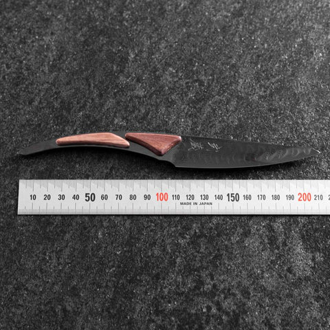 Steak knife VG-10 Mirror Damascus Maple Handle 100mm - Black (3.9”)-[Musashi]-[Japanese-Kitchen-Knives]