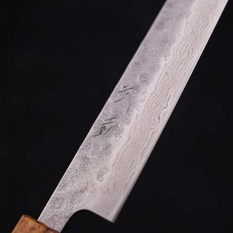 Sujihiki AUS-10 Nashiji Damascus Oak Handle 240mm (9.4”)-[Musashi]-[Japanese-Kitchen-Knives]