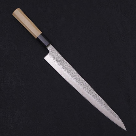 Sujihiki AUS-10 Tsuchime Damascus Buffalo Magnolia Handle 270mm-[Musashi]-[Japanese-Kitchen-Knives]
