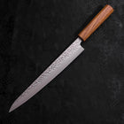 Sujihiki AUS-10 Tsuchime Damascus Oak Handle 240mm-[Musashi]-[Japanese-Kitchen-Knives]