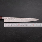 Sujihiki AUS-10 Tsuchime Damascus Purple Urushi Handle 240mm-[Musashi]-[Japanese-Kitchen-Knives]