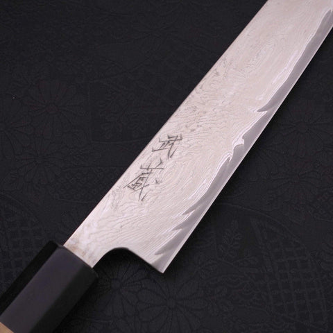 Sujihiki AUS-10 Wave Damascus Buffalo Magnolia Handle 240mm-[Musashi]-[Japanese-Kitchen-Knives]