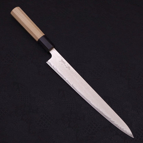 Sujihiki AUS-10 Wave Damascus Buffalo Magnolia Handle 240mm-[Musashi]-[Japanese-Kitchen-Knives]