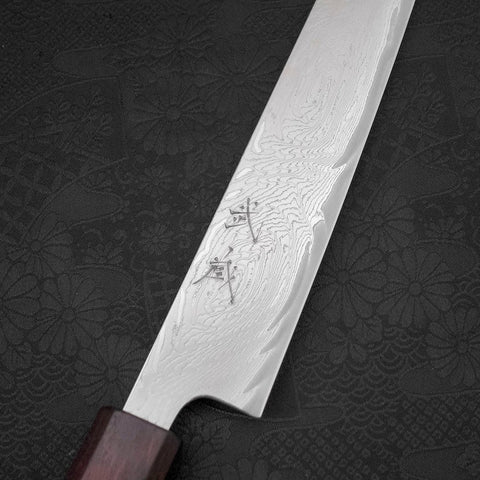 Sujihiki AUS-10 Wave Damascus Purple Urushi Handle 240mm-[Musashi]-[Japanese-Kitchen-Knives]