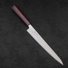 Sujihiki AUS-10 Wave Damascus Purple Urushi Handle 240mm-[Musashi]-[Japanese-Kitchen-Knives]