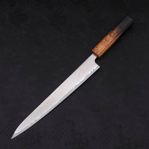 Sujihiki AUS-10 Wave Damascus Yaki Urushi Handle 240mm-[Musashi]-[Japanese-Kitchen-Knives]