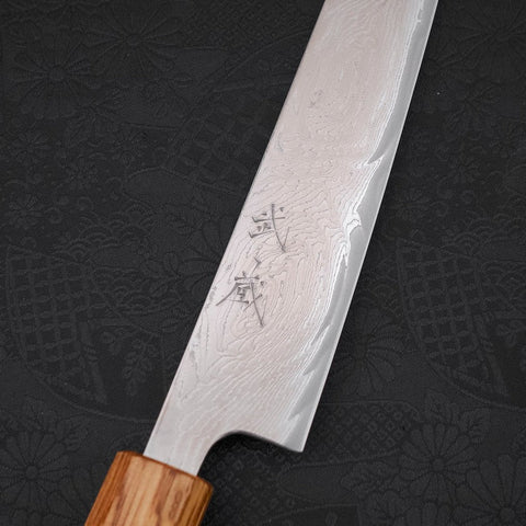 Sujihiki AUS-10 Wave Damascus Yaki Urushi Handle 240mm-[Musashi]-[Japanese-Kitchen-Knives]