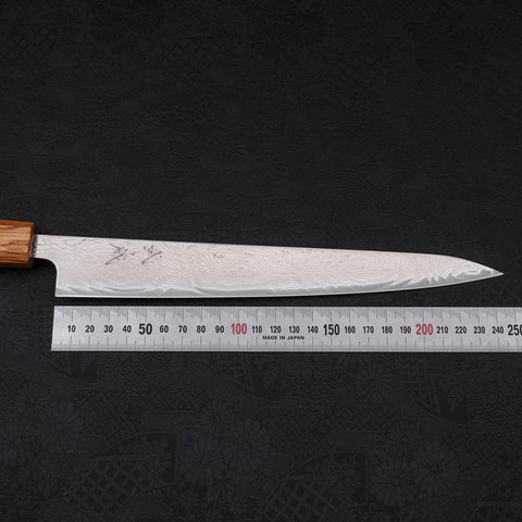 Sujihiki AUS-10 Wave Damascus Yaki Urushi Handle 240mm-[Musashi]-[Japanese-Kitchen-Knives]