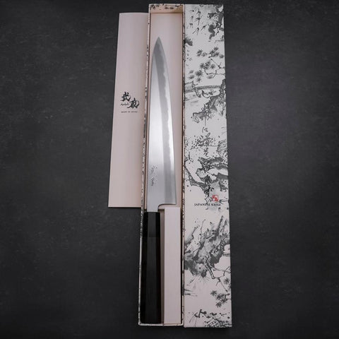Sujihiki Blue Steel #1 Kasumi Buffalo Ebony Handle 270mm-[Musashi]-[Japanese-Kitchen-Knives]