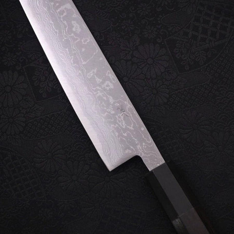Sujihiki Blue Steel #2 Damascus Buffalo Ebony Handle 270mm-[Musashi]-[Japanese-Kitchen-Knives]
