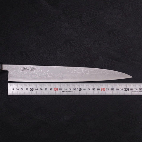 Sujihiki Blue Steel #2 Damascus Buffalo Ebony Handle 270mm-[Musashi]-[Japanese-Kitchen-Knives]