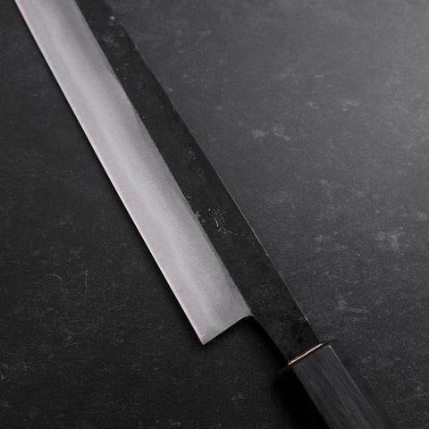 Sujihiki Blue Steel #2 Kurouchi Dark Blue Urushi Handle 210mm-[Musashi]-[Japanese-Kitchen-Knives]