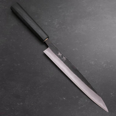Sujihiki Blue Steel #2 Kurouchi Dark Blue Urushi Handle 210mm-[Musashi]-[Japanese-Kitchen-Knives]