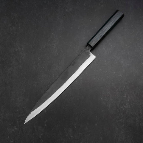 Sujihiki Blue Steel #2 Kurouchi Dark Blue Urushi Handle 240mm-[Musashi]-[Japanese-Kitchen-Knives]