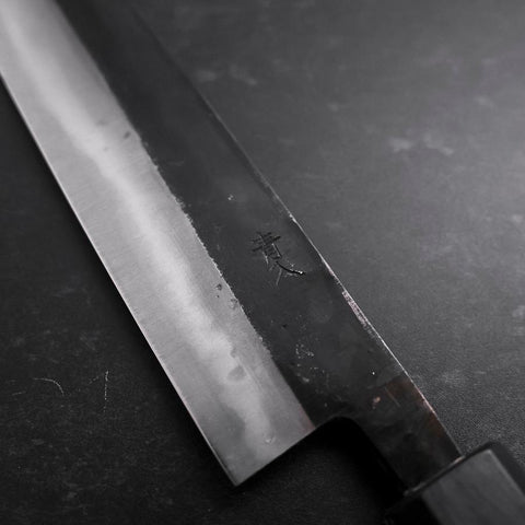 Sujihiki Blue Steel #2 Kurouchi Dark Blue Urushi Handle 240mm-[Musashi]-[Japanese-Kitchen-Knives]