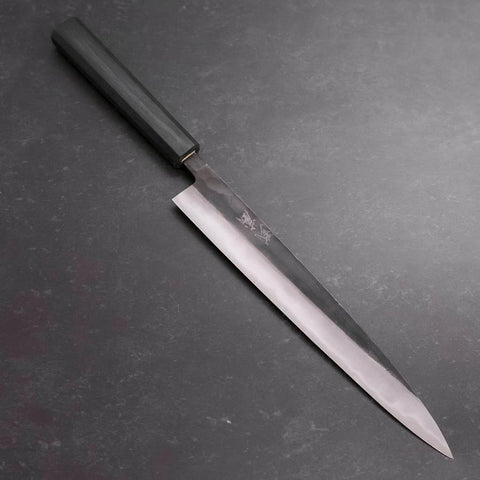 Sujihiki Blue Steel #2 Kurouchi Dark Blue Urushi Handle 240mm-[Musashi]-[Japanese-Kitchen-Knives]
