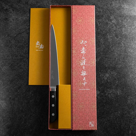 Sujihiki Molybdenum Polished Western Black Handle 210mm-[Musashi]-[Japanese-Kitchen-Knives]