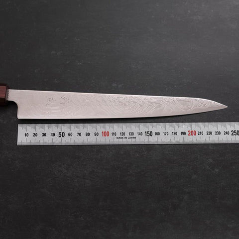 Sujihiki SLD Damascus Purple Urushi Handle 240mm (9.4”)-[Musashi]-[Japanese-Kitchen-Knives]