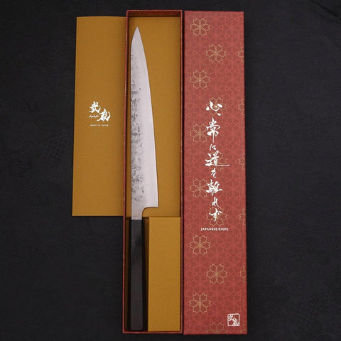 Sujihiki SLD Nashiji Washi Buffalo Ebony Handle 240mm-[Musashi]-[Japanese-Kitchen-Knives]