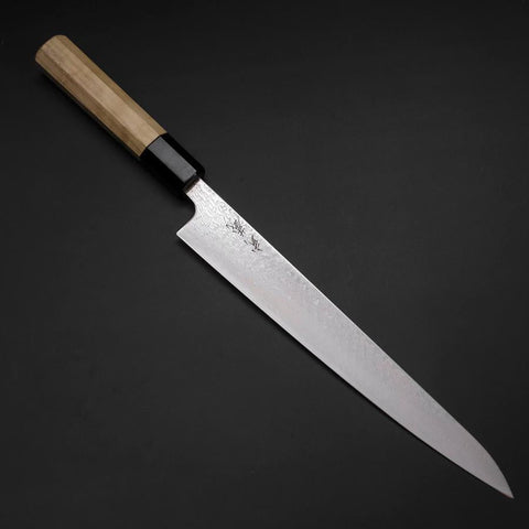 Sujihiki SLD Wave Damascus Buffalo Magnolia Handle 240mm-[Musashi]-[Japanese-Kitchen-Knives]