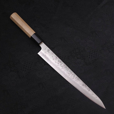 Sujihiki Silver Steel #3 Nashiji Buffalo Magnolia Handle Handle 240mm-[Musashi]-[Japanese-Kitchen-Knives]
