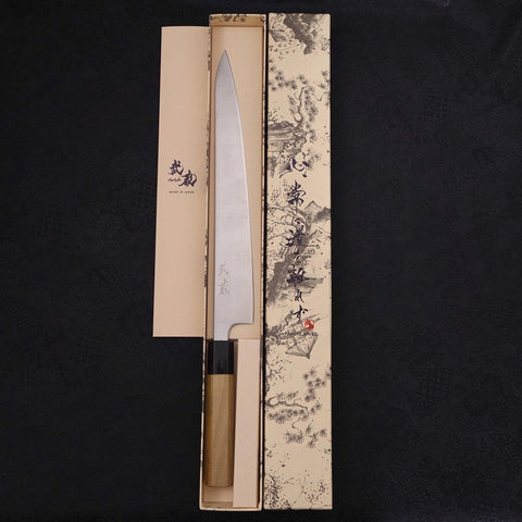 Sujihiki Silver Steel #3 Polished Buffalo Magnolia Handle Handle 270mm-[Musashi]-[Japanese-Kitchen-Knives]