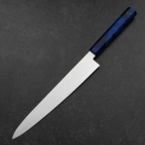 Sujihiki VG-10 Damascus Blue Birch Handle 240mm-[Musashi]-[Japanese-Kitchen-Knives]