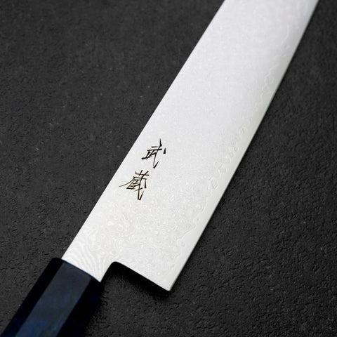 Sujihiki VG-10 Damascus Blue Birch Handle 270mm (10.6”)-[Musashi]-[Japanese-Kitchen-Knives]