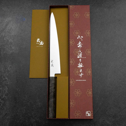 Sujihiki VG-10 Damascus Gray Birch Handle 240mm-[Musashi]-[Japanese-Kitchen-Knives]