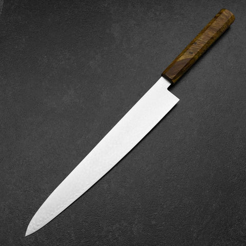 Sujihiki VG-10 Damascus Yellow-Brown Birch Handle 270mm-[Musashi]-[Japanese-Kitchen-Knives]