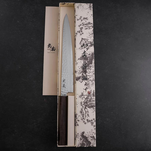 Sujihiki VG-10 Tsuchime Damascus Ashwood Handle 270mm-[Musashi]-[Japanese-Kitchen-Knives]