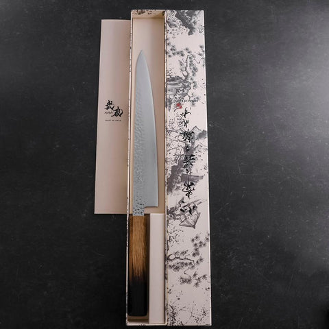 Sujihiki VG-10 Tsuchime Damascus Yaki Urushi Handle 240mm-[Musashi]-[Japanese-Kitchen-Knives]