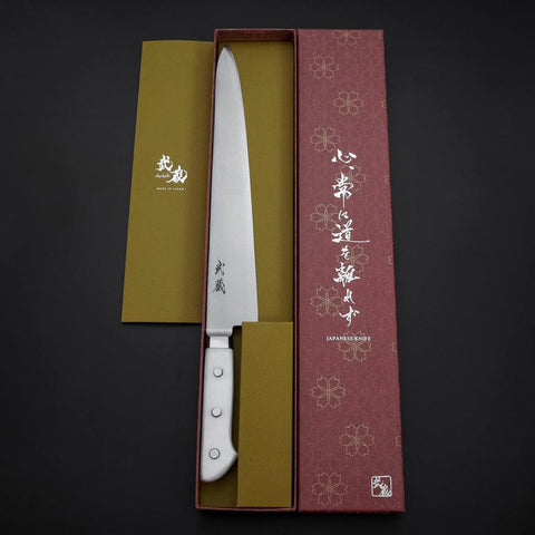Sujihiki VG-5 Tsuchime Western White Marble Handle 270mm-[Musashi]-[Japanese-Kitchen-Knives]