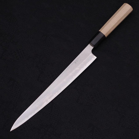 Sujihiki White Steel #1 Stainless Clad Buffalo Magnolia Handle 240mm (9.4”)-[Musashi]-[Japanese-Kitchen-Knives]