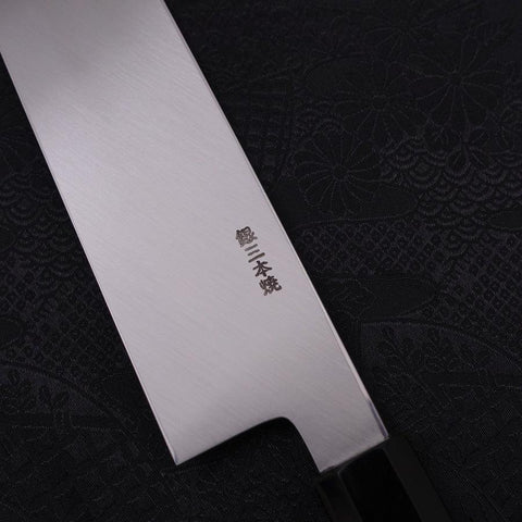 Usuba(Kanto) Honyaki Silver Steel #3 Mirror Finish Buffalo Ebony Handle 180mm-[Musashi]-[Japanese-Kitchen-Knives]
